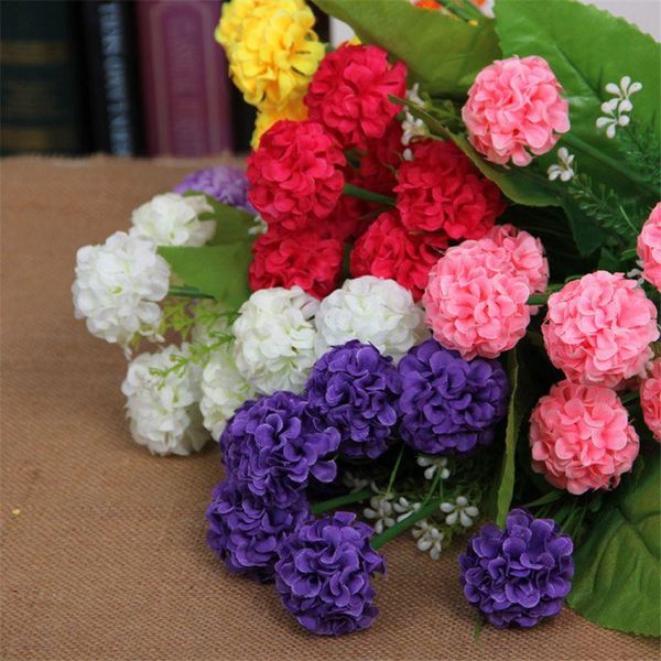 

heads artificial lilac bouquet christmas home decor wedding holiday party supplies fake silk hydrangea autumn decoration decorative flowers