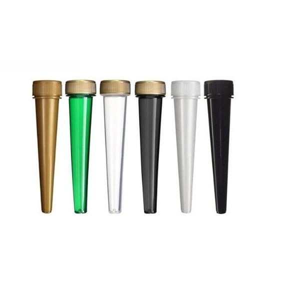 

packaging bottle pre roll joint packaging plastic tubes 98mm 120mm clear black conical tubes with childproof caps