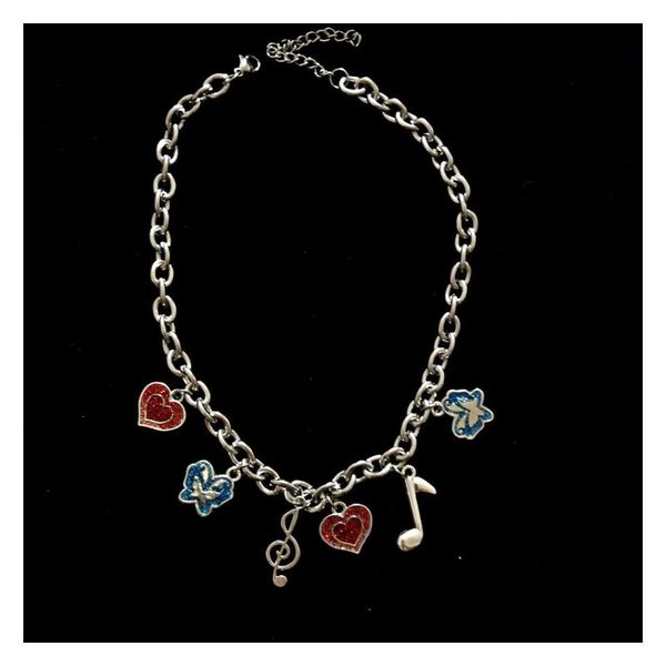 

funny color butterfly love note pendant necklace for women girl friends cool unique punk geometric choker 2021 chokers, Golden;silver
