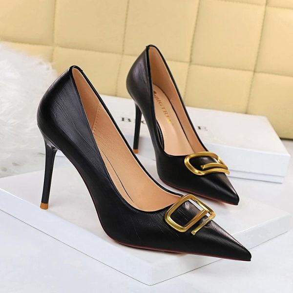 

dress shoes woman pumps patent leather 9.5cm high heels red women stiletto female metal wedding party, Black