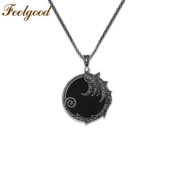 

pendant necklaces feelgood red and black ethnic bohemian phoenix vintage silver color copper necklace women jewelry gift