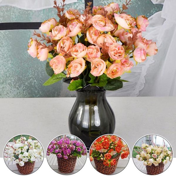 

decorative flowers & wreaths 21 heads/bouquet artificial rose floral bouquet simulation silk fake home decor wedding party decoration