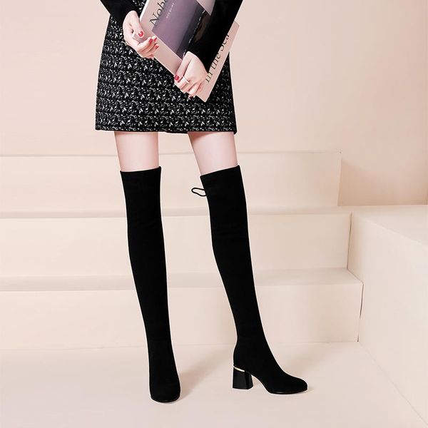 

skinny knee high boots women's frosted heel autumn and winter shoes tube, Black