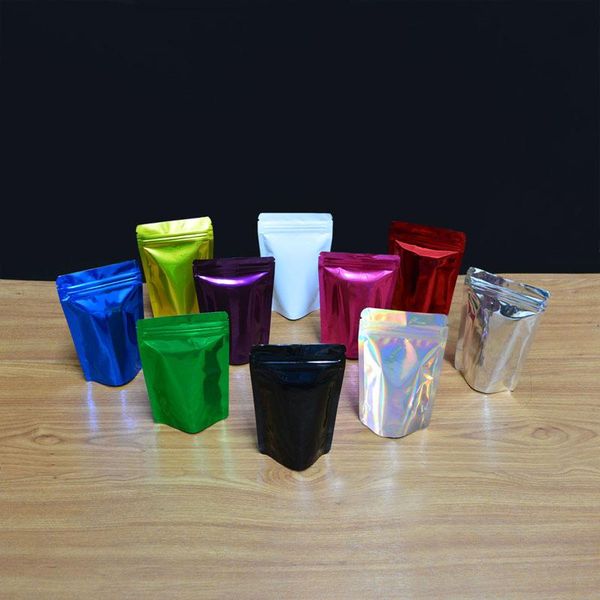 

gift wrap 100 pcs colored stand up foil pouches aluminum standing pouches,food storage bags