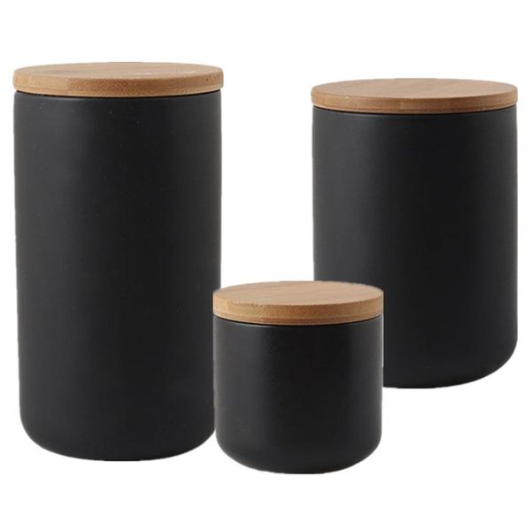 

kitchen storage organization set ceramic bottle jar with bamboo lid canisters seasoning deskdecoration bottles & jars