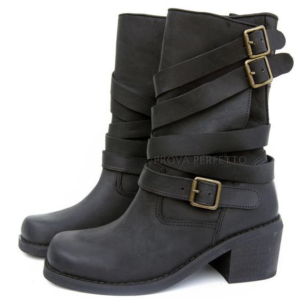 

boots 2021 western classic buckle strap thigh high biker cowboy rain winter genuine leather botas shoes woman stockings, Black