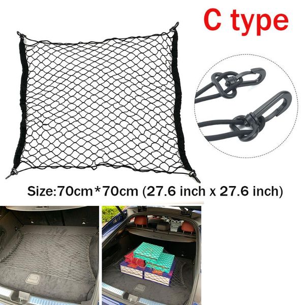 

car organizer back rear trunk seat elastic string net magic sticker mesh storage bag pocket cage auto 70*70cm