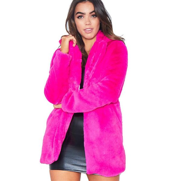 

women's fur & faux coat women 2021 autumn winter plus size loose keep warm europe america red white black fashion jacket gh515