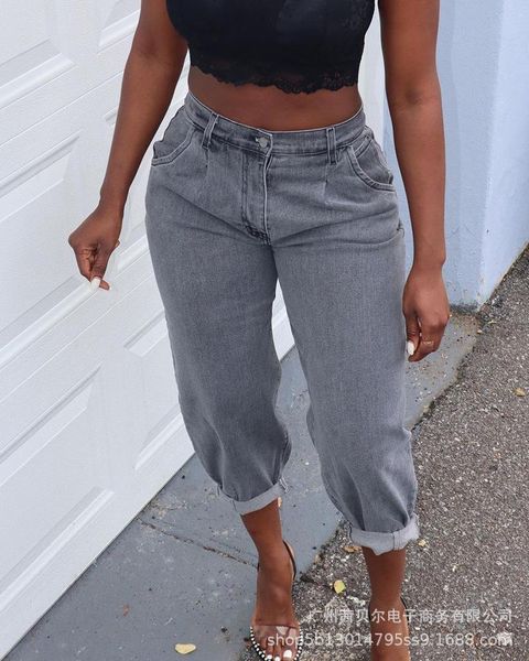 

women's pants & capris spot 2021 jeans casual temperament fashion gray, Black;white