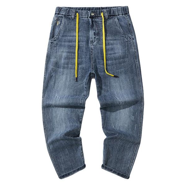 

men's jeans loose harem slim small straight men, Blue