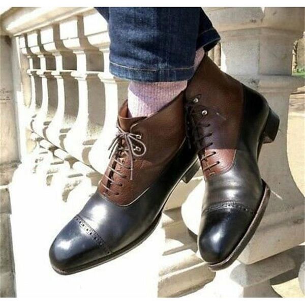 

dress shoes nova moda masculina all-match clÃ¡ssico retro vestido sapatos artesanal cor correspondÃªncia do plutÃ´nio costura botas de tornozel, Black