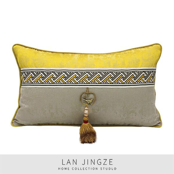 

cushion/decorative pillow lan jingze jacquard cotton cushions home decorative cushion cover waist pillows with tassel for living room sofa