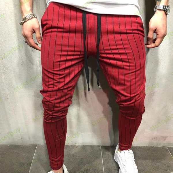 

men designer striped pants long straight jogger trousers man casual sport pants size m-3xl, Black