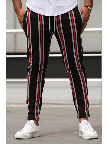

mens joggers casual pants 2021 fitness striped sportswear tracksuit skinny sweatpants trousers track plus size 3xl men's, Black