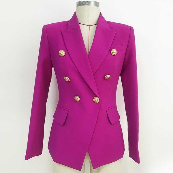 

office purple ladies jacket small suit autumn and winter slim-fit metal double-breasted blazer 210527, White;black