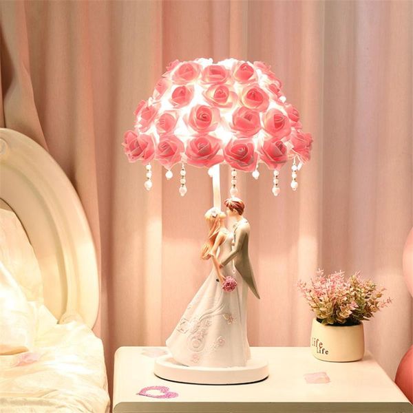 

table lamps nordic rose lampshade for bedroom bedside desk lights wedding gift living room deco lighting fixtures