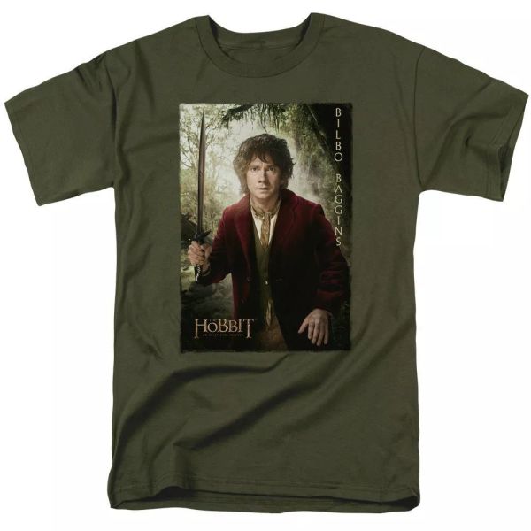 

the hobbit bilbo poster "military green" color t-shirt sizes s-3x new, White;black