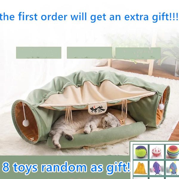 

pet cats tunnel bed interactive play toy collapsible indoor mobile cat ferrets tunnels tube with ball fun house beds & furniture