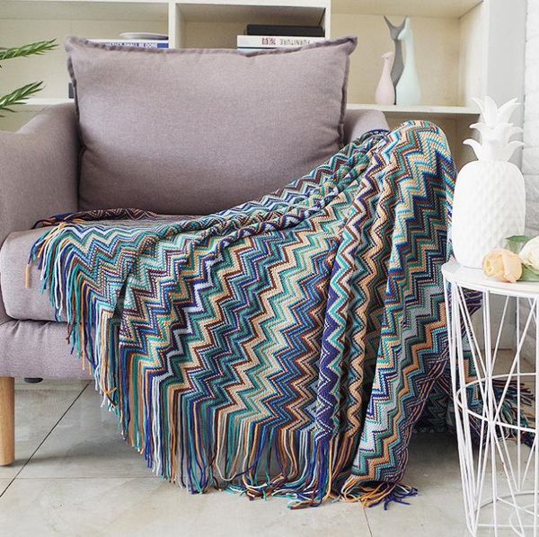 

blankets knitted blanket multi-function geometry sofa tassel throw couch bedding home textile decoration cover