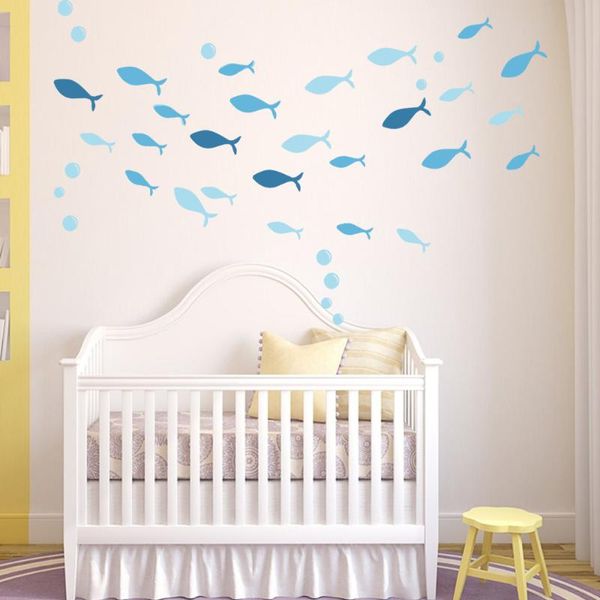 

wall stickers cartoon small fish kids room nursery decoration children bedroom decals for furniture diy home office decor