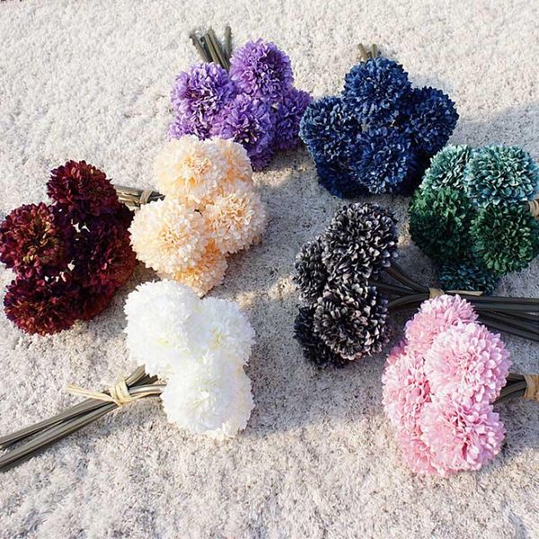 

decorative flowers & wreaths artificial 6 heads dandelion flower ball simulation road cited wall fake home decoration wedding holding