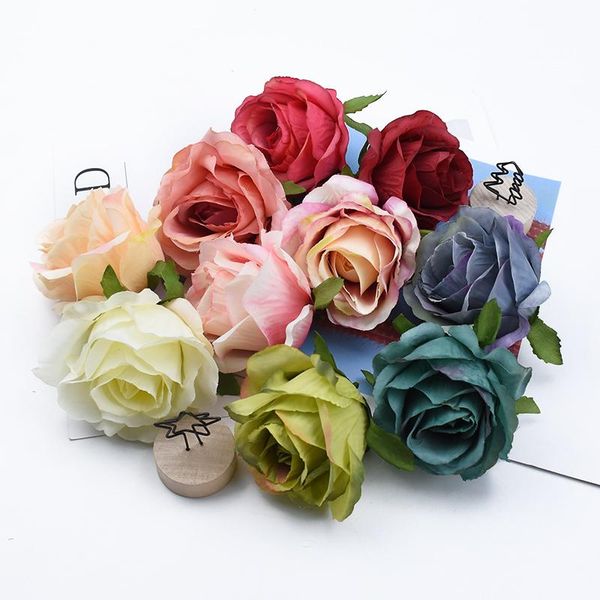

50/100 pieces silk roses head wedding decorative flowers christmas decor for home bridal accessories clearance artificial plants & wreaths