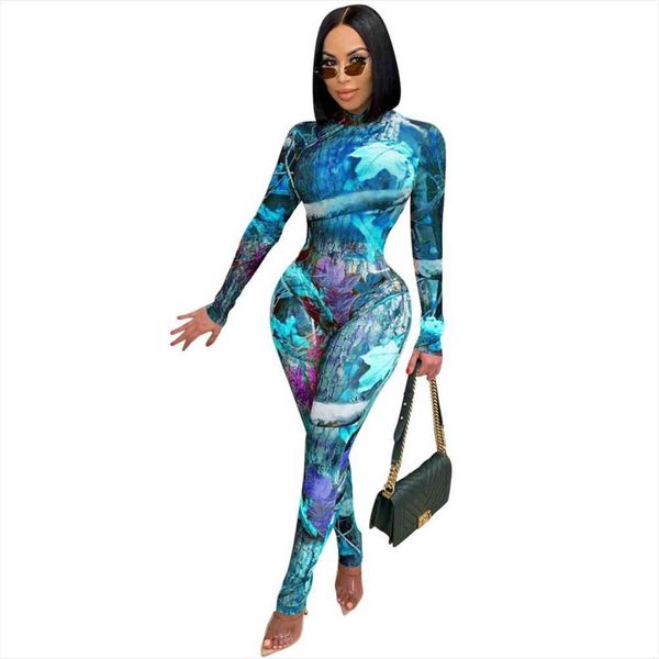 

casual print two piece womenpant set bodysuit long skinny joggers party night clubwear clothes for, White