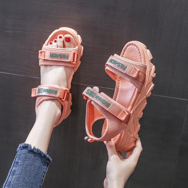 

sport sandals women shoes platform summer candy colors casual thick sole zapatos mujer 2021, Black