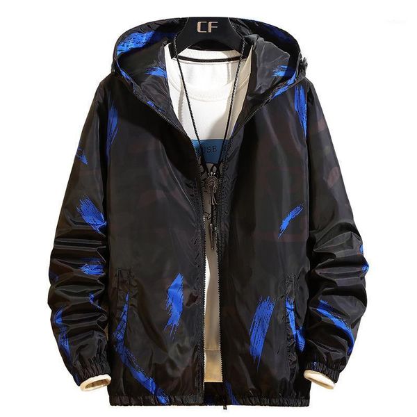 

men's spring autumn thin jacket korean camouflage color matching hooded plus fat size fashion casual shirt jackets, Black;brown