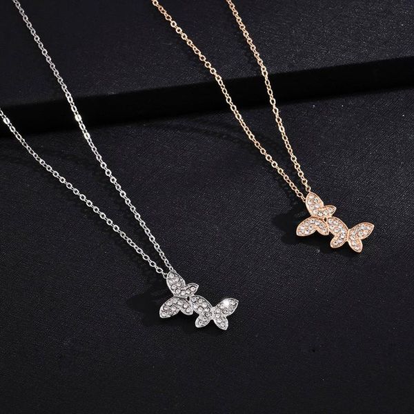 

pendant necklaces 2021 japan and south korea jewelry temperament fashion butterfly necklace female simple clavicle chain net red all-match, Silver