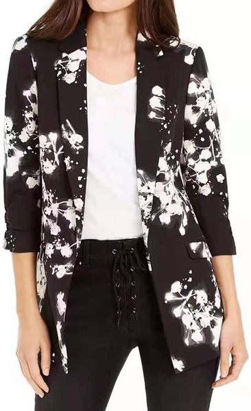 

women's suits & blazers 2021 print trend small suit a button jacket tweed women blazer set black ropa de mujer fall for, White;black