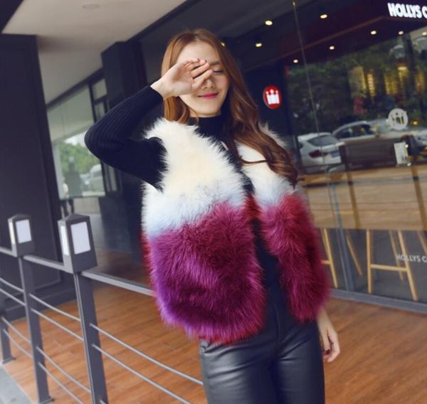 

women's vests autumn and winter faux fur vest multi-color short female slim vhpk, Black;white