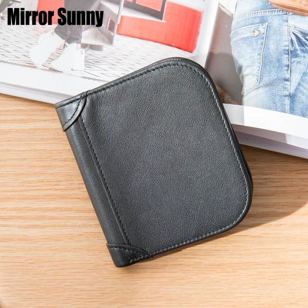 

wallets large capacity men's wallet real leather short purse head cowhide fold 2021 young male card holder bag, Red;black