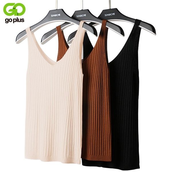 

goplus winter knitted women v-neck shoulderless sleeveless tank femme woman clothes ropa mujer 210625, White