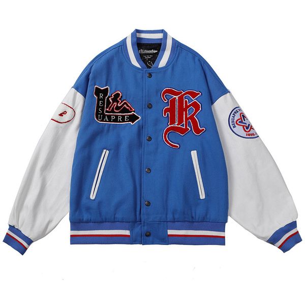 

men's jackets hip hop streetwear baseball coat men oversized funny letter embroidery goth retro varsity bomber fashion couple loee, Black;brown