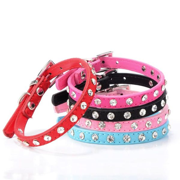 

cat collars & leads mini dog collar rhinestone cow hair leather pet soft supplies