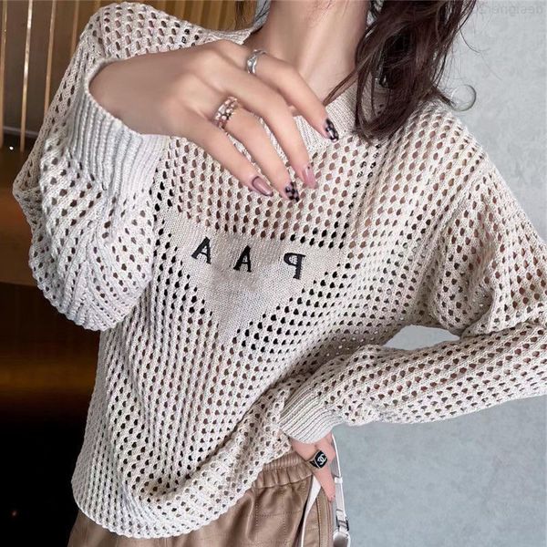 

fashion designer women's knits wear net red with hollow front letter embroidery loose comfortable personality trendy, White