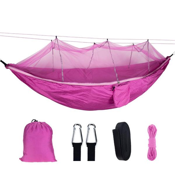 

outdoor games & activities sell parachute nylon lightweight portable pink mosquito net hammock with backpacking
