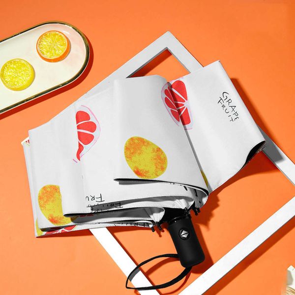 

full automatic fruit sunshade three fold black gum umbrella