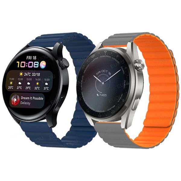 

watch bands magnetic strap for huawei 3 pro/gt 2 pro / gt2 46mm 42mm silicone band smartwatch wristband bracelet replacement watchband, Black;brown