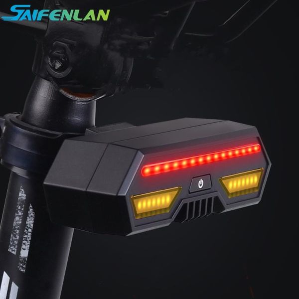 

bicycle tail light usb rechargeable mount lamp rear led turn signals cycling smart warning bike lights