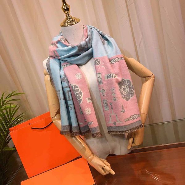

autumn and winter new scarf for woman classic pattern warm scarf wild scarf fashion accessories supply, Blue;gray