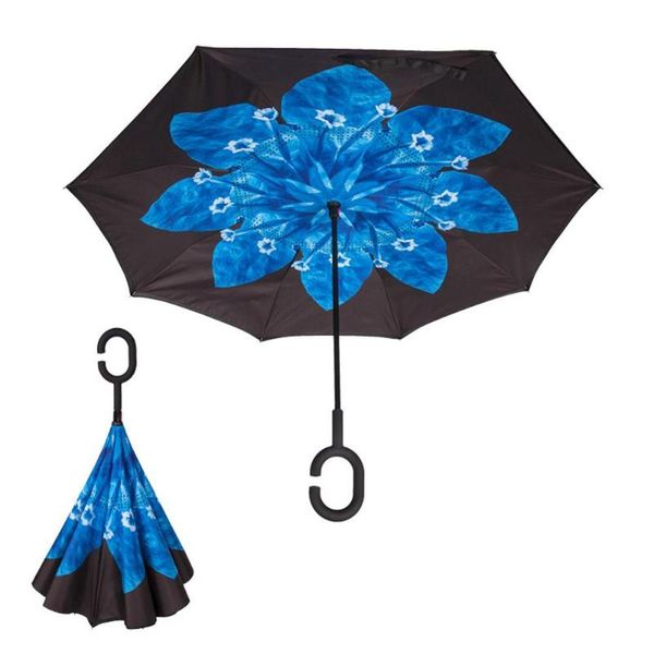 

umbrellas anti uv inverted umbrella reverse windproof night snow folding sunny and rainy men women double layer stand inside