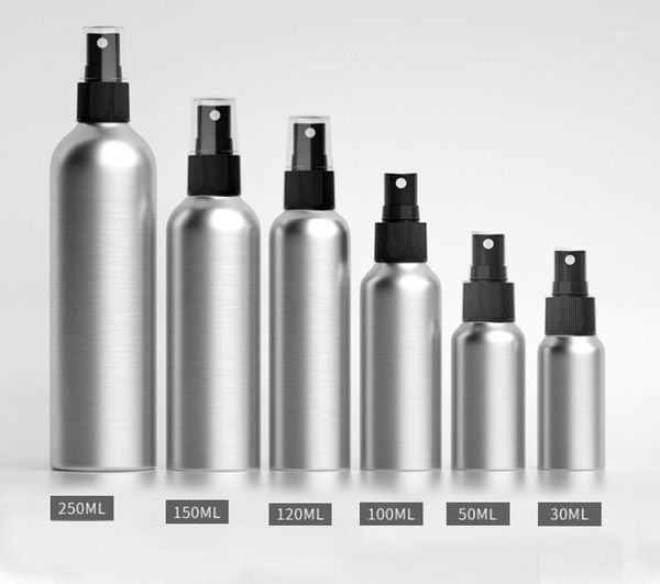 

storage bottles & jars 120pcs factory price 30ml 50ml 100ml 120ml 150ml 250ml spray aluminum bottle toner sunscreen black fine mist atomizer