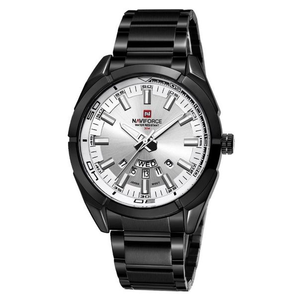 

wristwatches fashion big steel band men's watch business calendar week quartz alloy buckle luxury stainless & casual, Slivery;brown