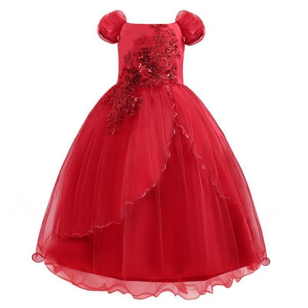

girl's dresses sagace dress for girls princess summer flower lace ball gown girl weddings party1, Red;yellow