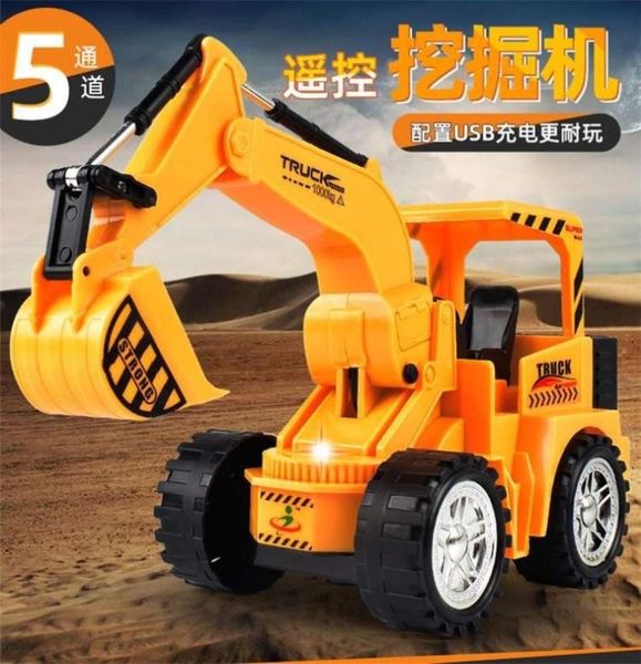 

electric/rc car remote control electric excavator four wheel drive fall resistant super engineering stunt vehicle with light large children&