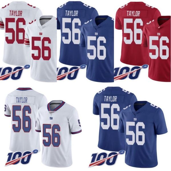 

new york giants men #56 lawrence taylor women youth 100th jersey, Black;red