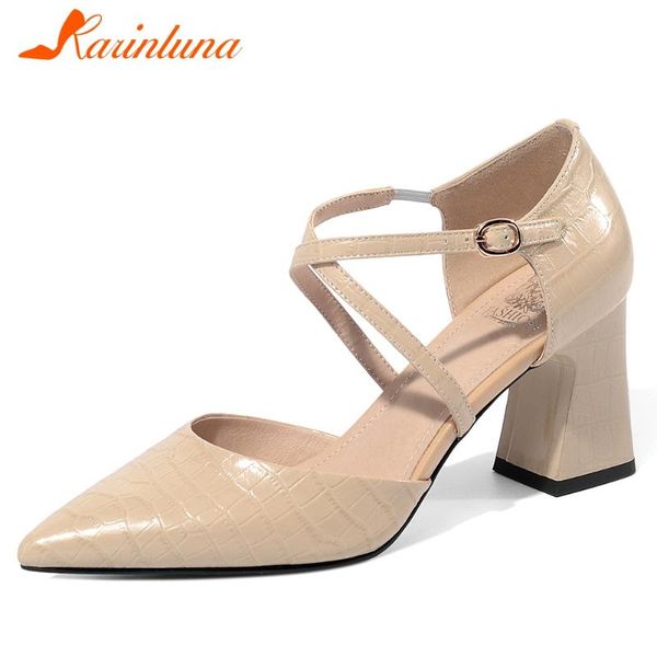 

ladies high heels dress sandals ol genuine leather women summer mature pointed toe shoes, Black
