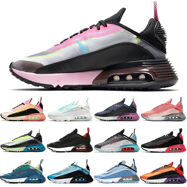 

wholesale running shoes 2090 men women triple black white oreo fire pink neon highligter aurora green bleached coral blue force bred trainer